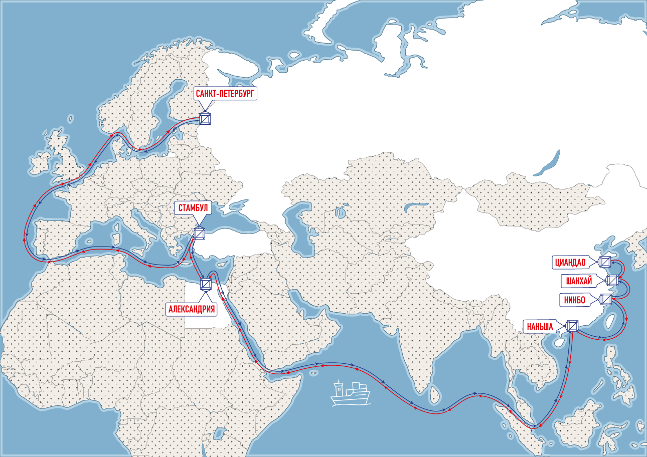 Санкт-Петербург - Циндао - Шанхай - Нингбо - Наньша - Амбарли - Александрия